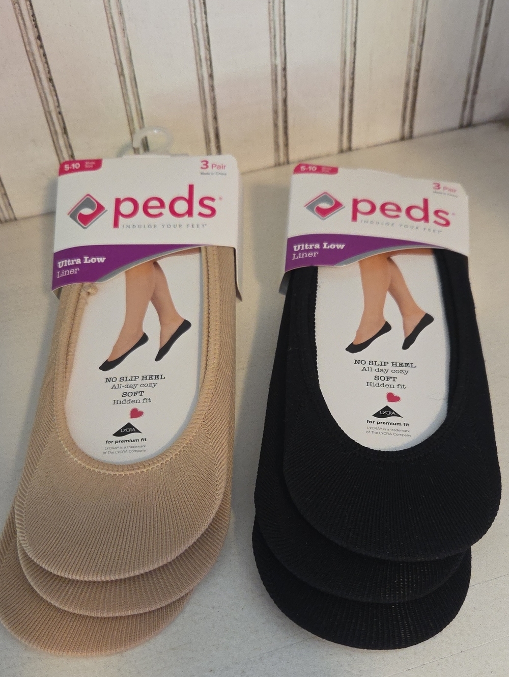 Peds Ultra Low Liner No-Show Socks - Black & Nude (3 Pack)